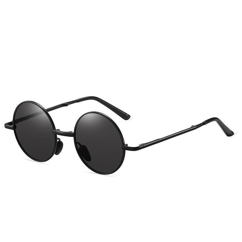 Womens Fashionable Round-frame Polarized Foldable Metal Sunglasses