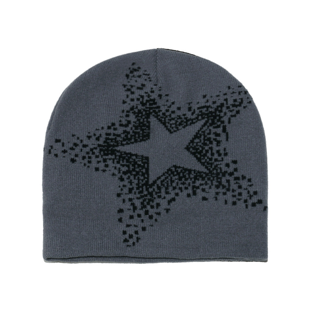American Street Y2K Star Woolen Hat For Autumn And Winter, With Hip-hop Vibe And Warmth. Five-pointed Star Knitted Cold Hat For Keeping You Warm Outdoors
