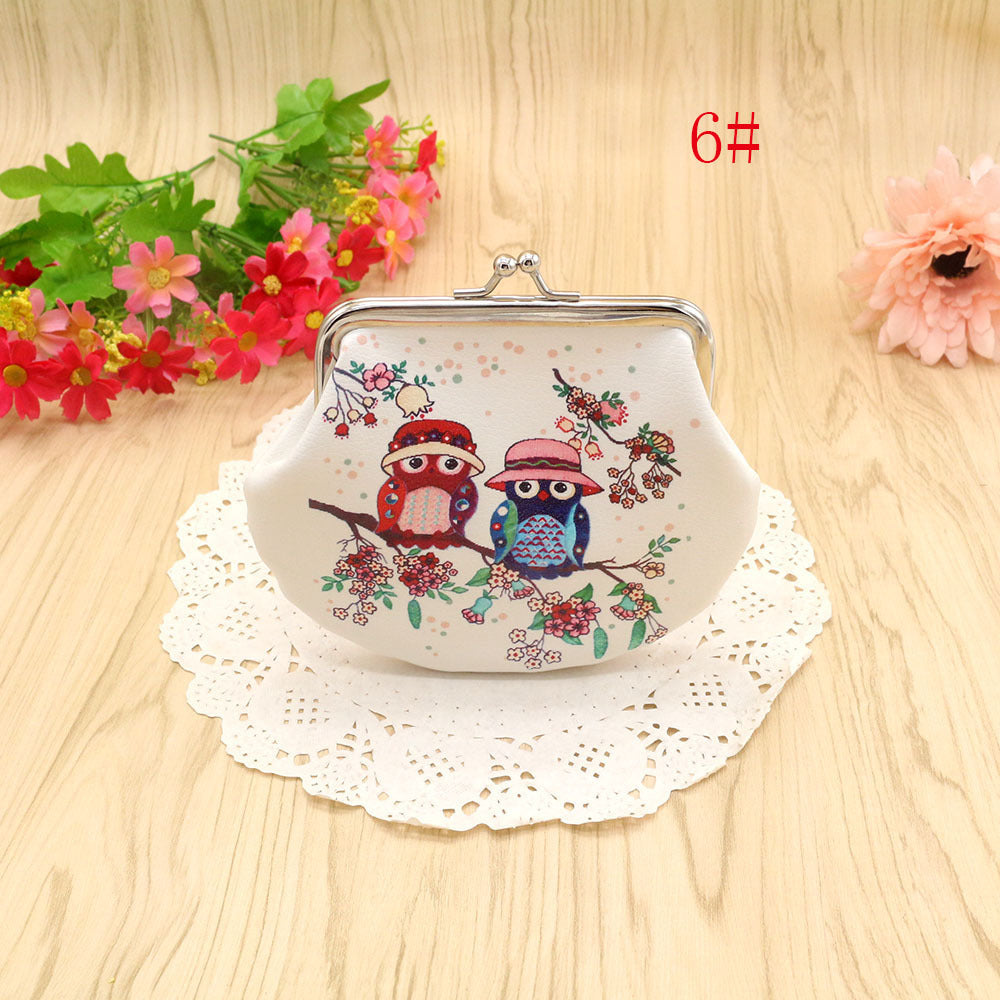 Printed Cartoon Owl Coin Purse Card Holder Women's Clutch
