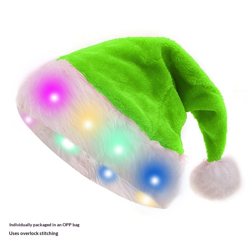 Christmas Party Plush Glowing Christmas Hat For The Elderly