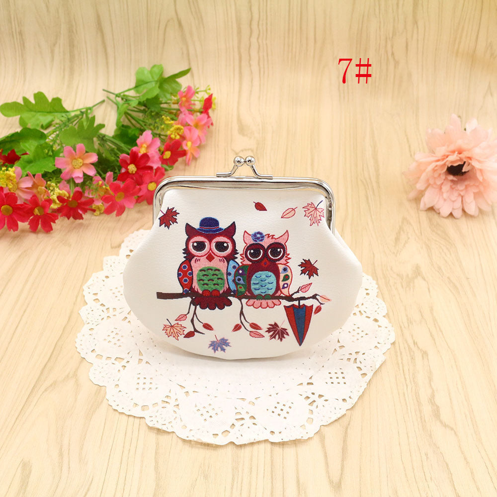 Printed Cartoon Owl Coin Purse Card Holder Women's Clutch