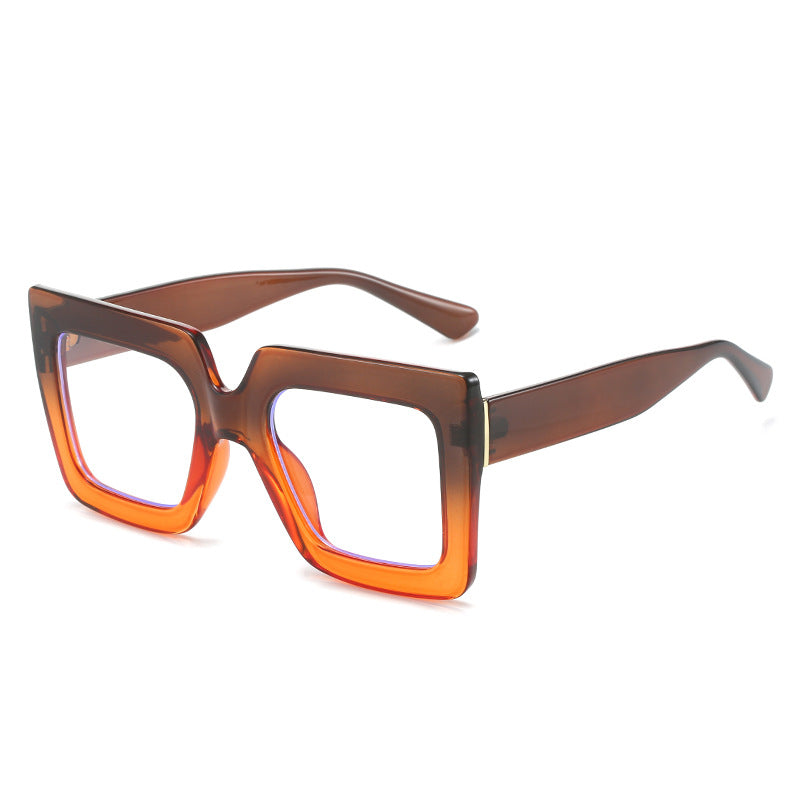 Ladies' Fashionable Thick Square Simple Large Frame Glasses