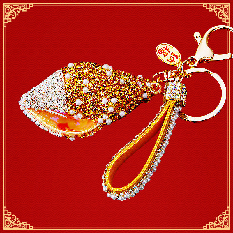 Diamond-encrusted Shell And Pearl Conch Car Keychain