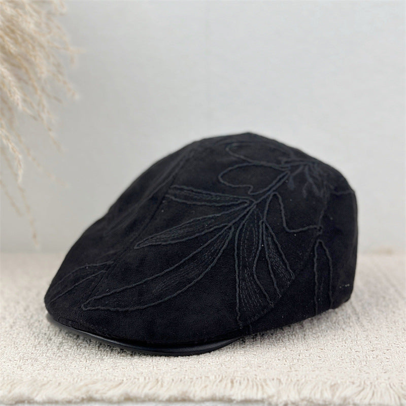 Retro Fashion Irregular Line Flower Forward Hat With PU Brim And Cap Flap, Combined With A Baseball Cap, Casual And Versatile, Suitable For All Occasions.