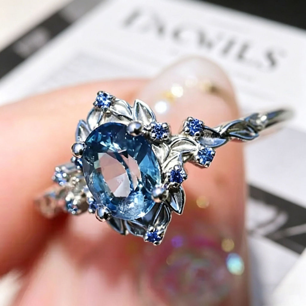Yanbai Cross-Border Luxury Exquisite Vine Blue Elegant Design Ring, Personalized Copper Inlaid Zircon Versatile Light Luxury Ring