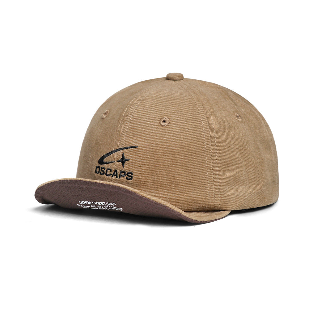 Japanese-style Soft-brimmed Color-matched Letter Baseball Cap With A Soft Top, Casual Fedora Hat, Retro Casual Cap With A Brim