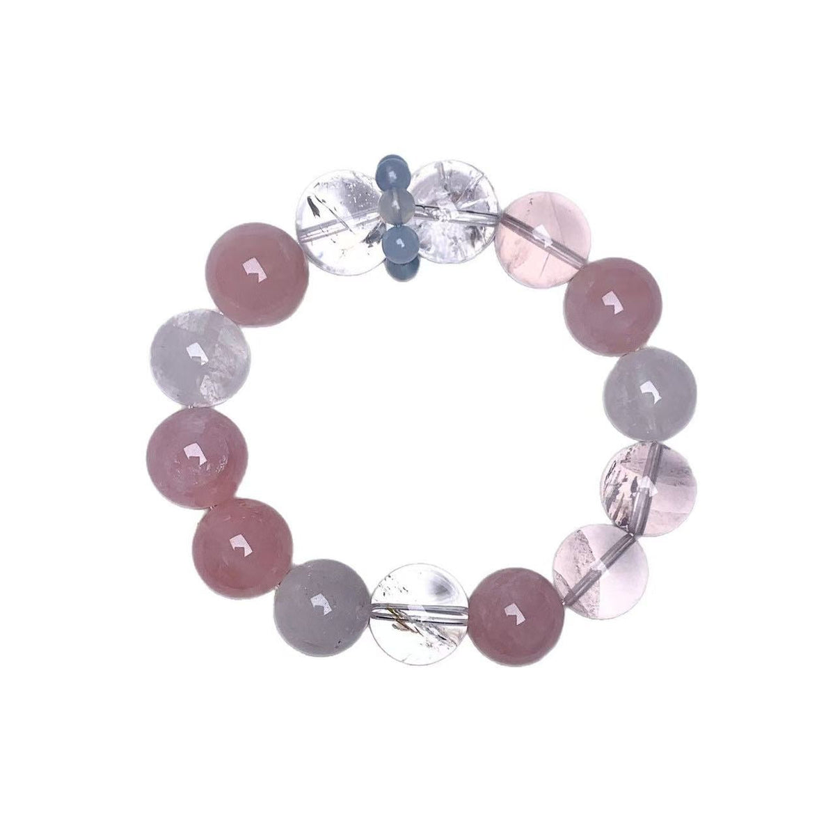Natural Multi Gemstone Bracelet Clear Quartz Kunzite Two Tone Beaded Chain Energy Jewelry For Women