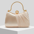 Satin Pleated Evening Dinner Clutch Handbag Chain Bag