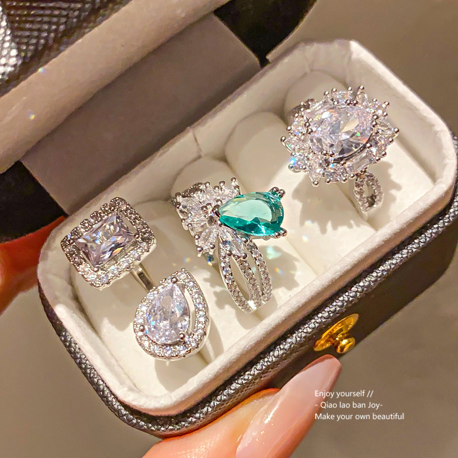 Zircon Oval Open Ring, Simple And Stylish, Unique Minimalist Style, Index Finger Ring, Light Luxury, High-End Feel, Wholesale Jewelry