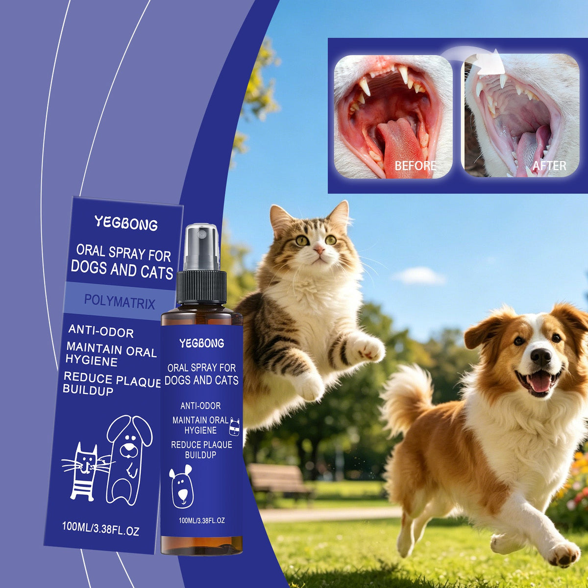 YEGBONG Oral Spray for Dogs and Cats, 100ml, Pet Oral Care, Oral Care Product for Daily Oral Care