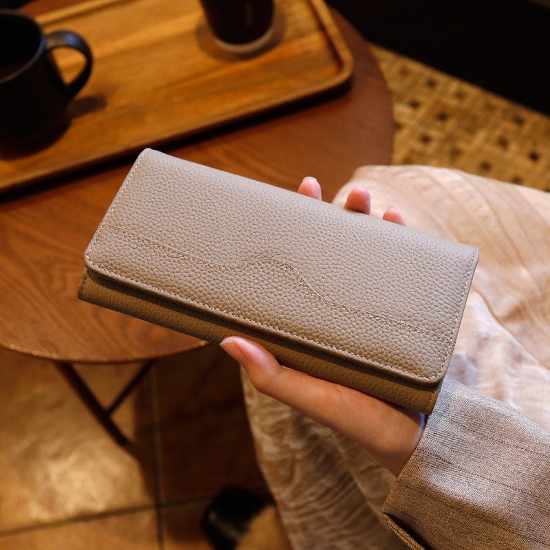 Genuine Full-grain Leather Long Wallet For Women