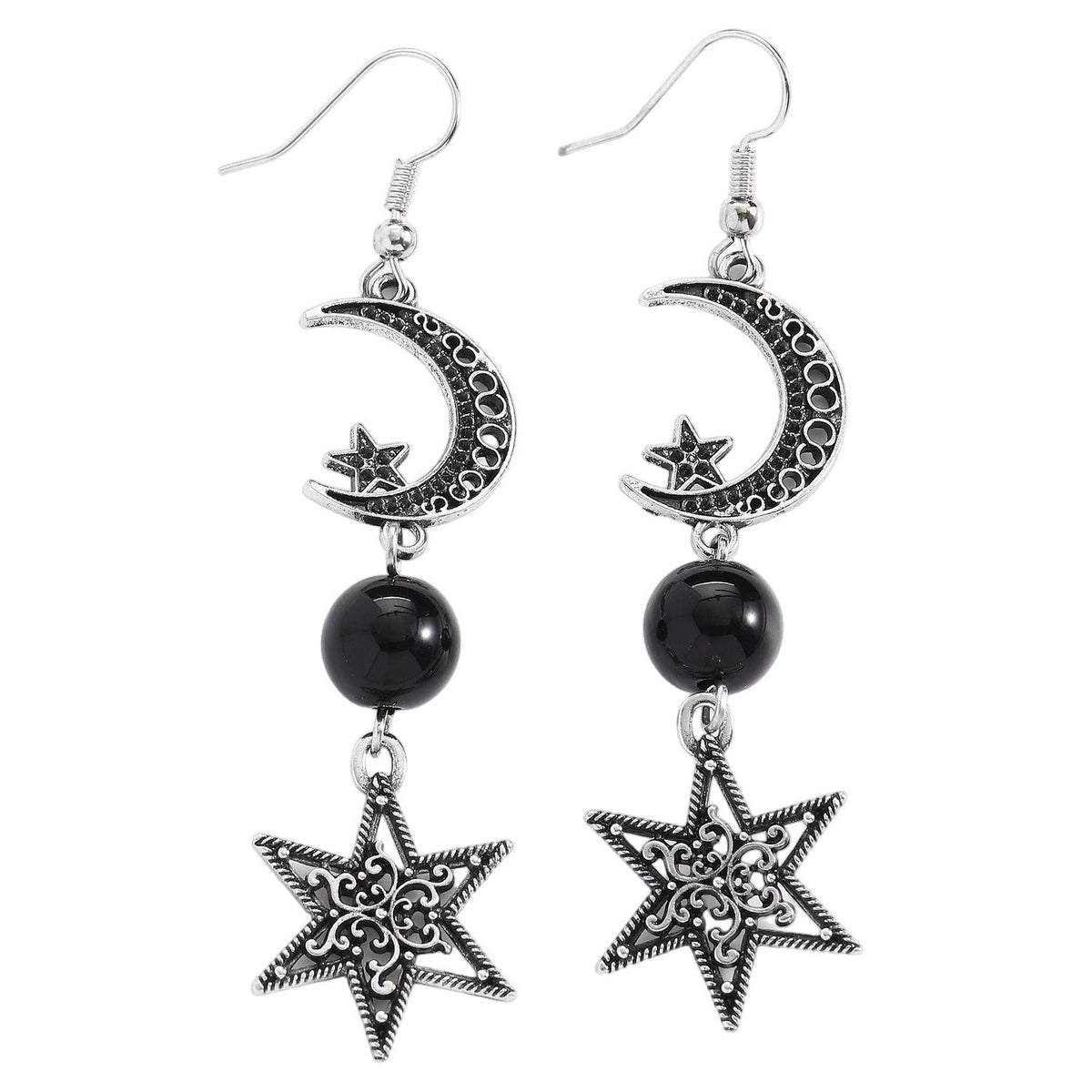 European And American Retro Gothic Star-Moon-Sun Face Earrings
