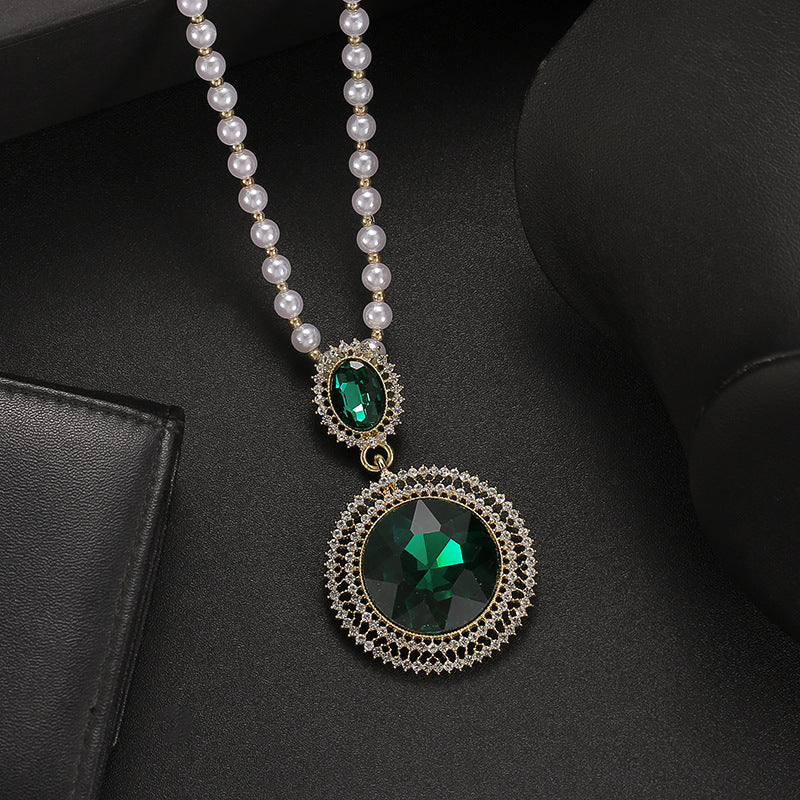 Korean Style Versatile Fashion Flower Sweater Chain Autumn And Winter Accessories Long Necklace Women's High-End Cat's Eye Pendant Camellia
