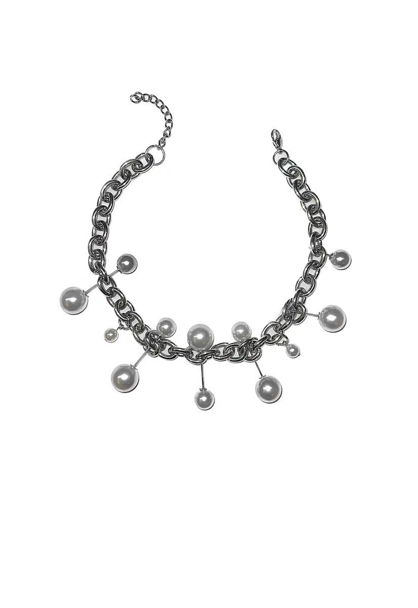 R Pearl Exaggerated Yabi Punk Steel Titanium Clavicle Chain
