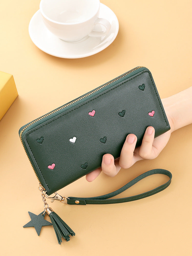 Cute Mini Embroidered Long Wallet For Women