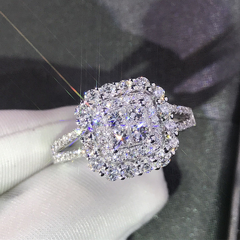Sanjie New Classic Women's Micro Inlaid Zircon Wedding Ring Wish Popular Jewelry
