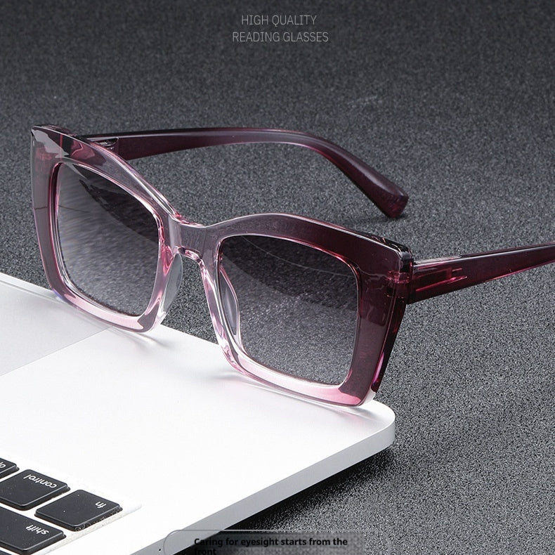 Large Frame Progressive Color Female HD Presbyopic Glasses For The Elderly Plain