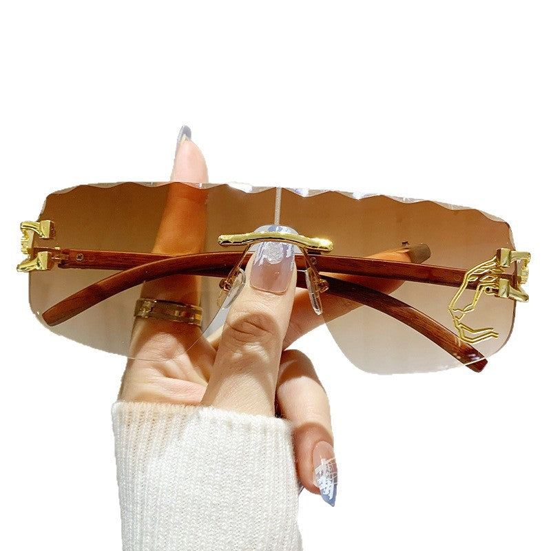 Fashion Influencer Style Frameless Cut Edge One Piece Sunglasses