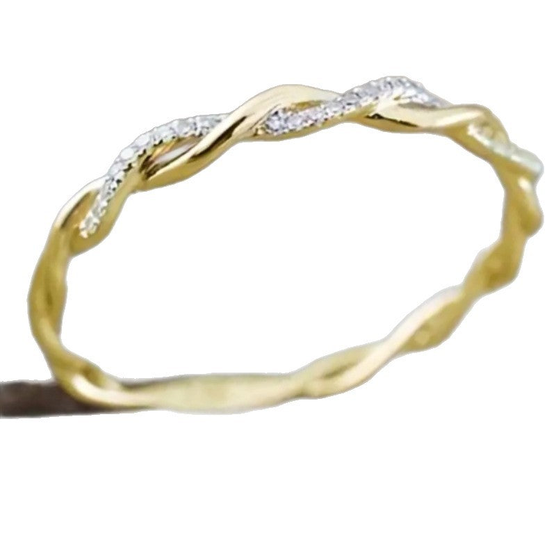 Fashionable And Minimalist Diamond-studded Twist Ring
