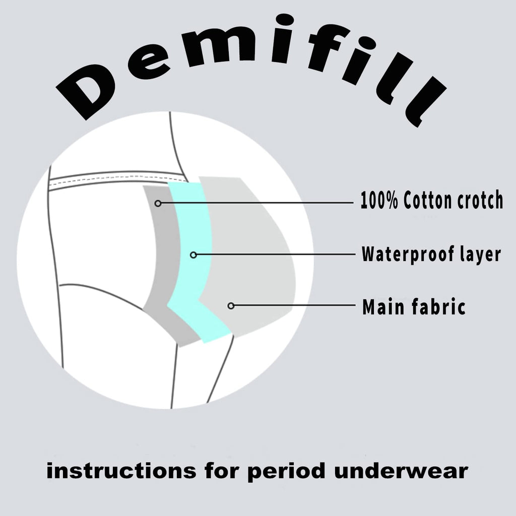Demifill Bragas menstruales para adolescentes, ropa interior de inicio para la primera menstruación de niñas, calzoncillos suaves de 12 a 14 años