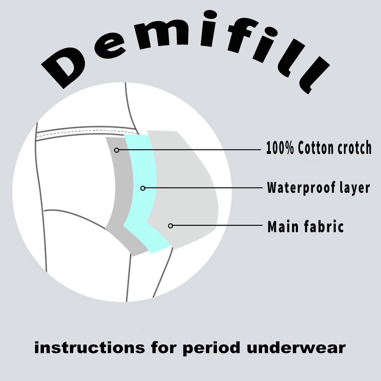 Demifill Bragas menstruales para adolescentes, ropa interior de inicio para la primera menstruación de niñas, calzoncillos suaves de 12 a 14 años
