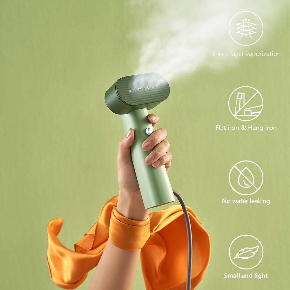 nexdoo G6 2-in-1 Portable Steamer for Clothes and Iron for Clothes, Just 0.7lbs Lightly, 10 Minutes of Continuous Steam, 900W Light Steamer for travel and home (yellow)