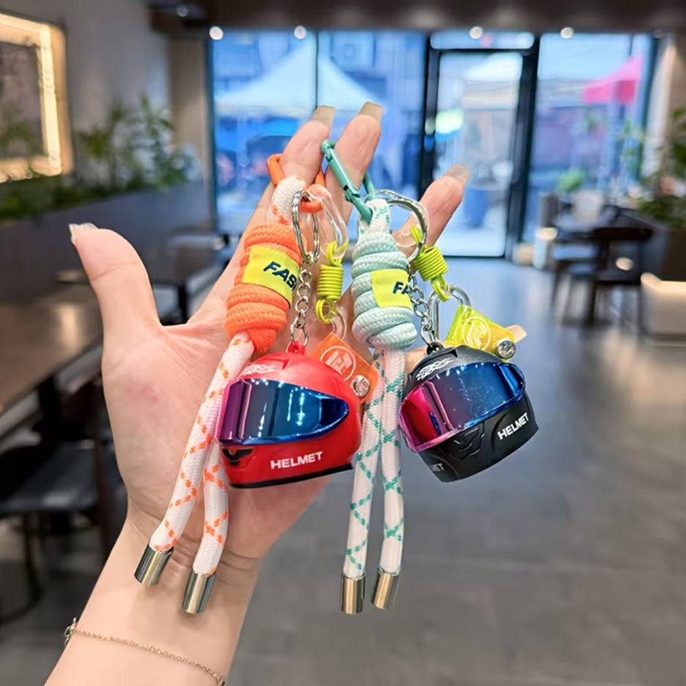 Trendy Cool Glowing Motorcycle Helmet Keychain Pendant