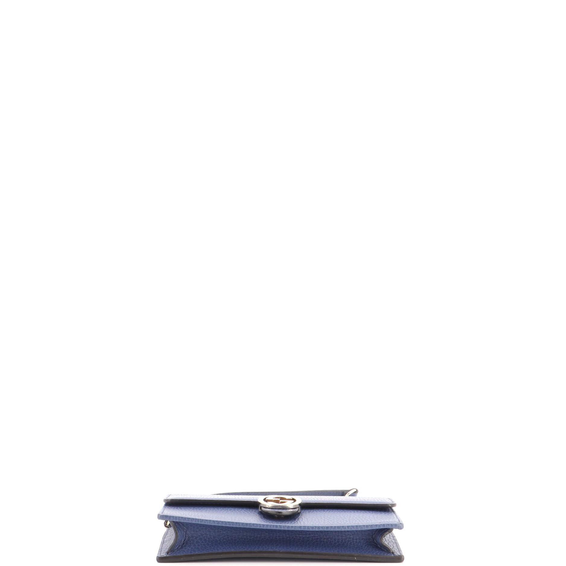 Gucci, Pre-Loved Interlocking Wallet on Chain, Blue