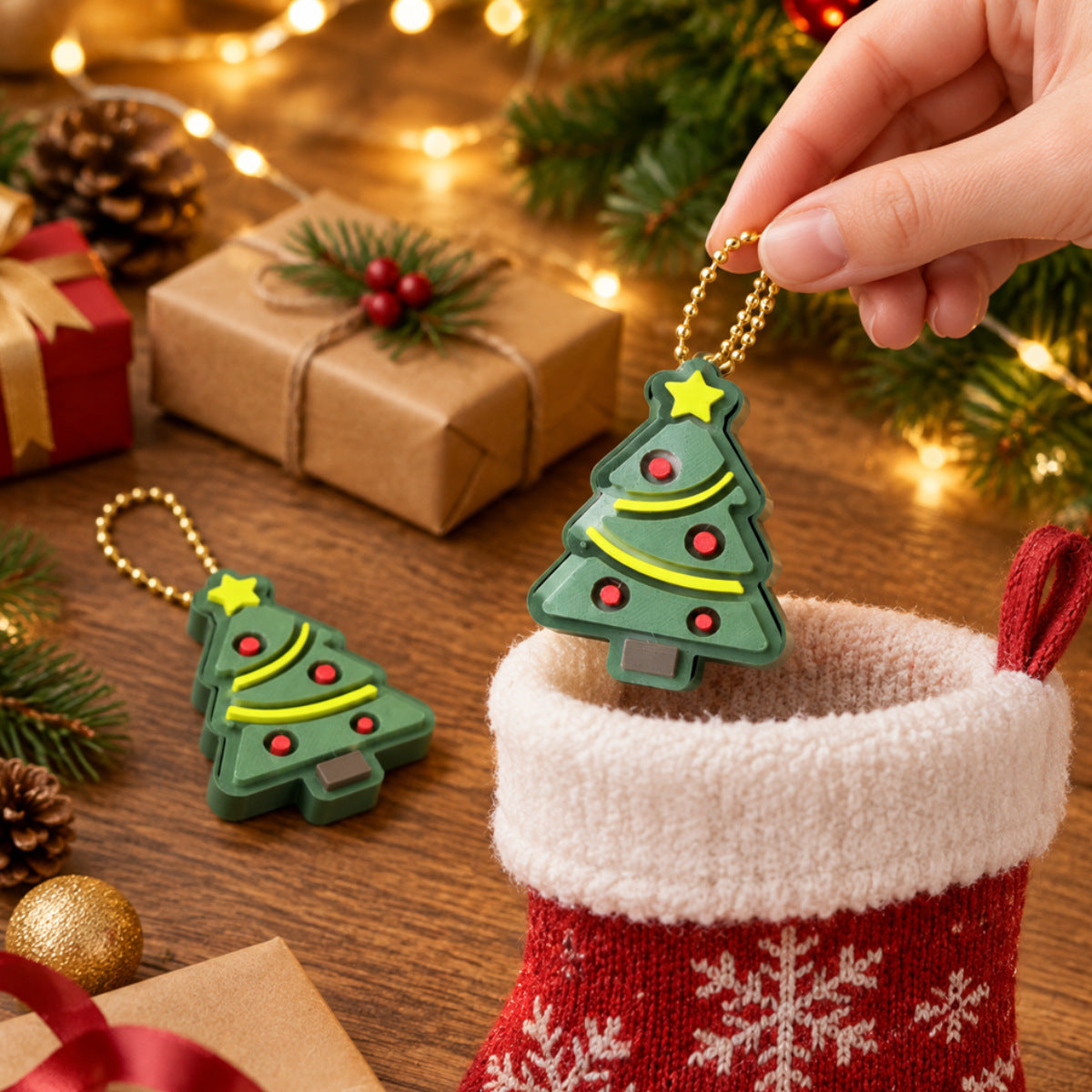 Desktop Decorative Christmas Tree Stress-relief Toy 3D-printed Keychain