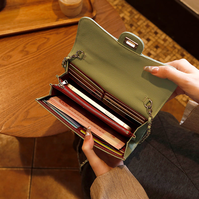 New Long Genuine Leather Womens Wallet