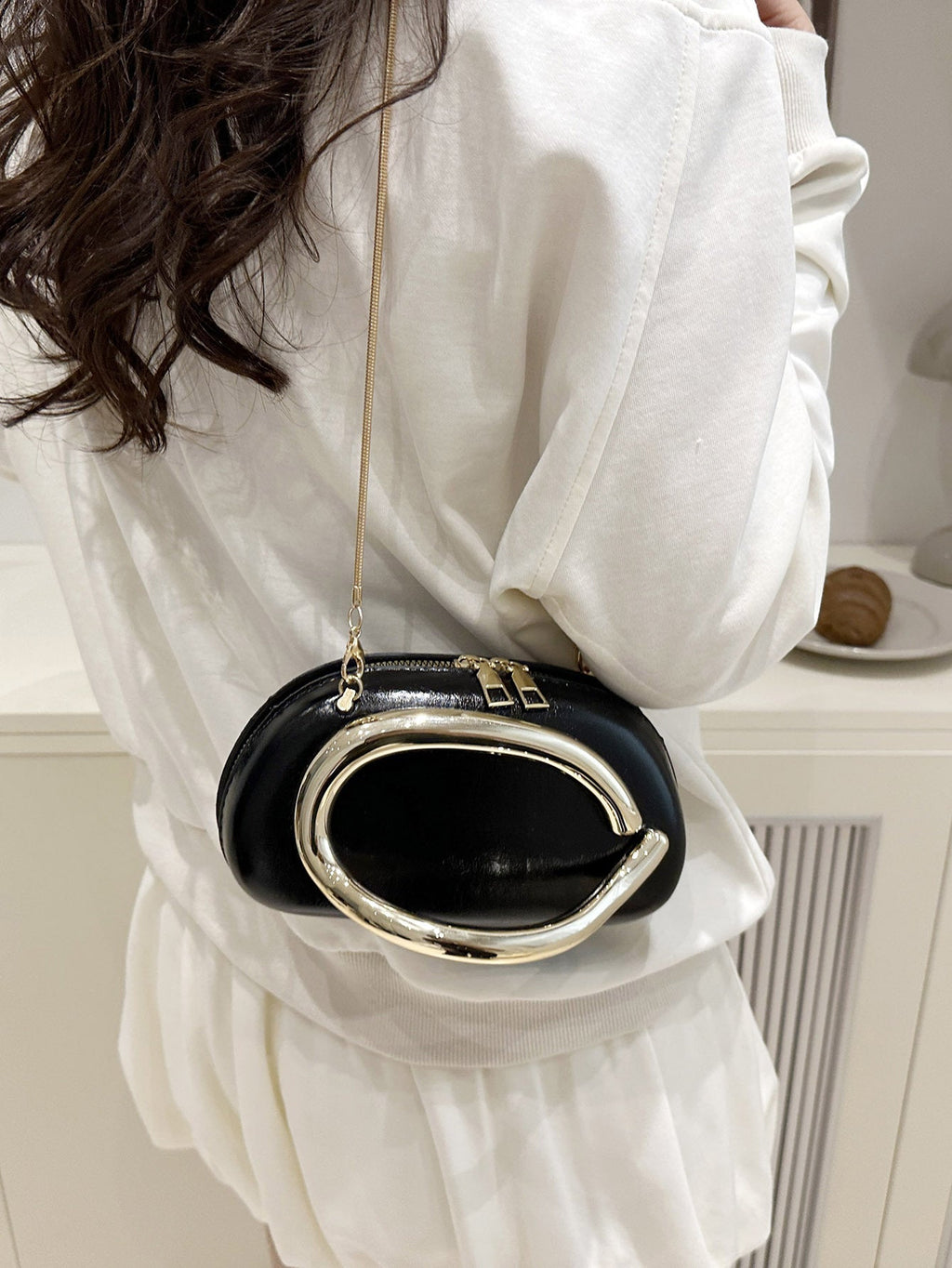 Trendy Metal Hardware Personalized Evening Party Chain Single-shoulder Clutch For Women