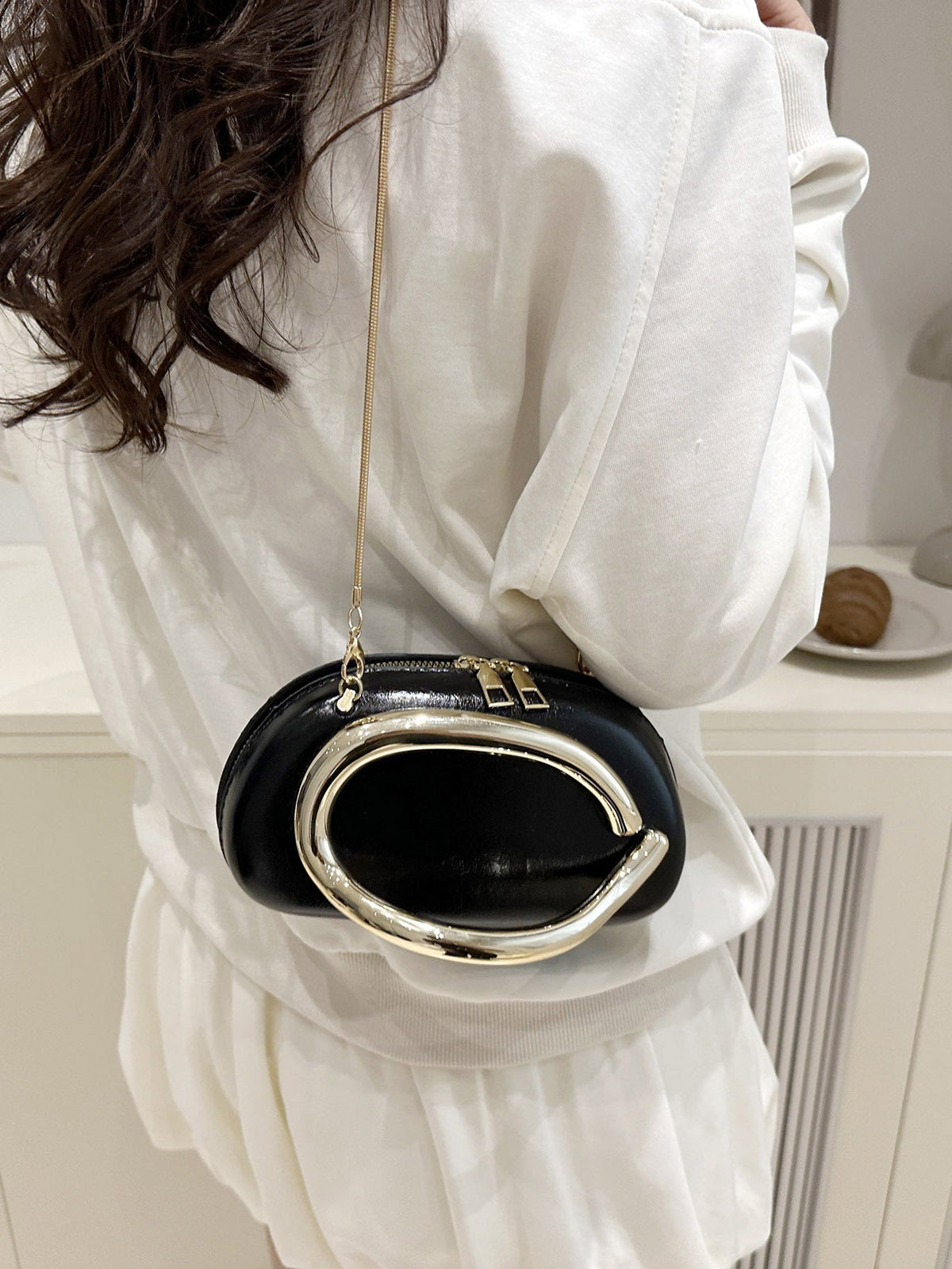 Trendy Metal Hardware Personalized Evening Party Chain Single-shoulder Clutch For Women