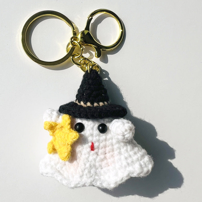 Finished Keychain With A Little Ghost Weaving Pendant