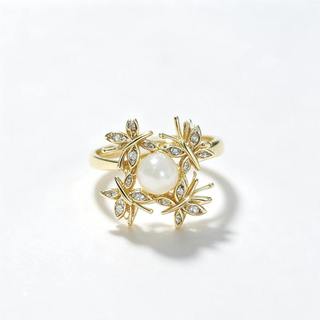 Micro-paved Butterfly Rotating Open-ended Zircon Ring