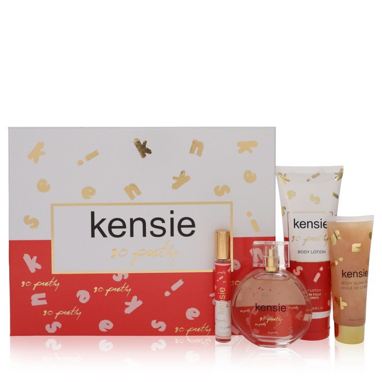 Kensie So Pretty by Kensie Gift Set -- 3.4 oz Eau De Parfum Spray + .34 oz Mini EDP Spray + 2.5 oz Body Glow Oil + 6.8 oz Body Lotion (Women)