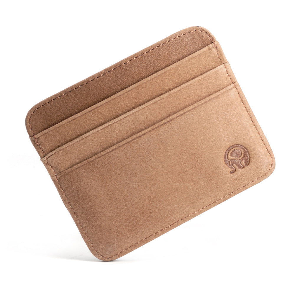 First Layer Cowhide Coin Purse Bus Card Holder