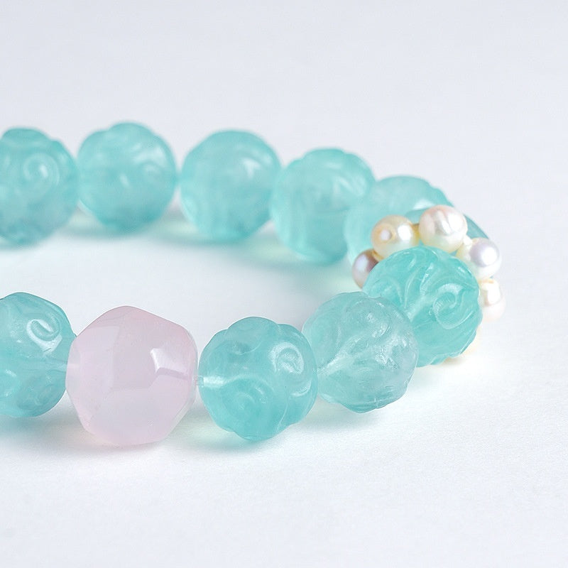 Green Fluorite Faceted Crystal Bead Bracelet