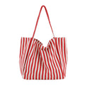 Striped Canvas Bags High Capacity Shoulder Bags For Women Fashion Shopper Handbags Casual Shopping Totes