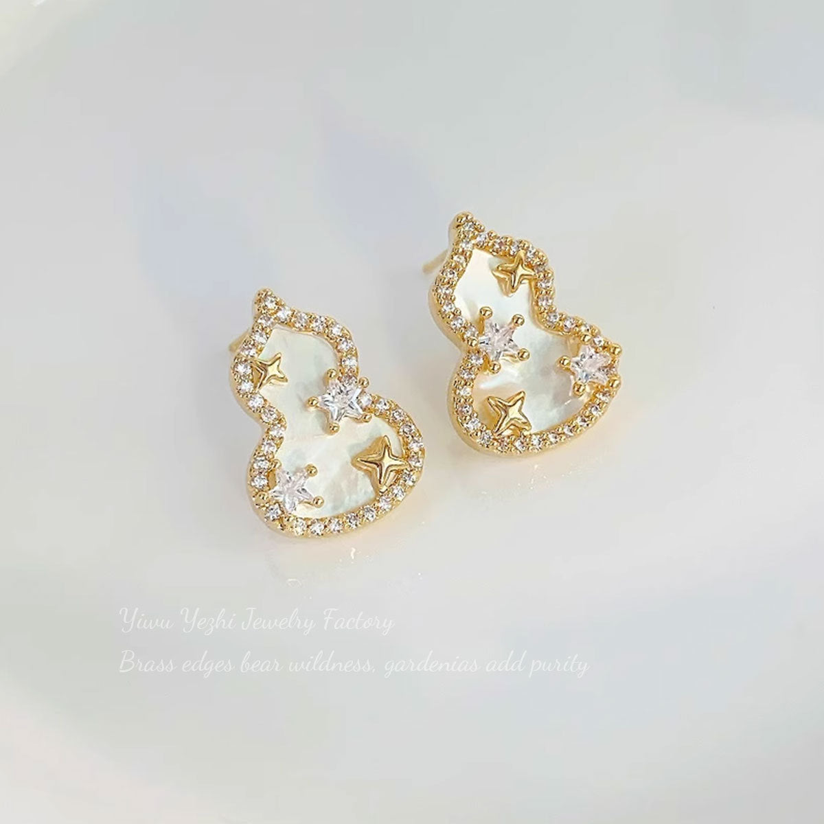 French-Style Light Luxury Zircon Star Shell Gourd Earrings, Exquisite Versatile New Chinese Earrings With Niche Design