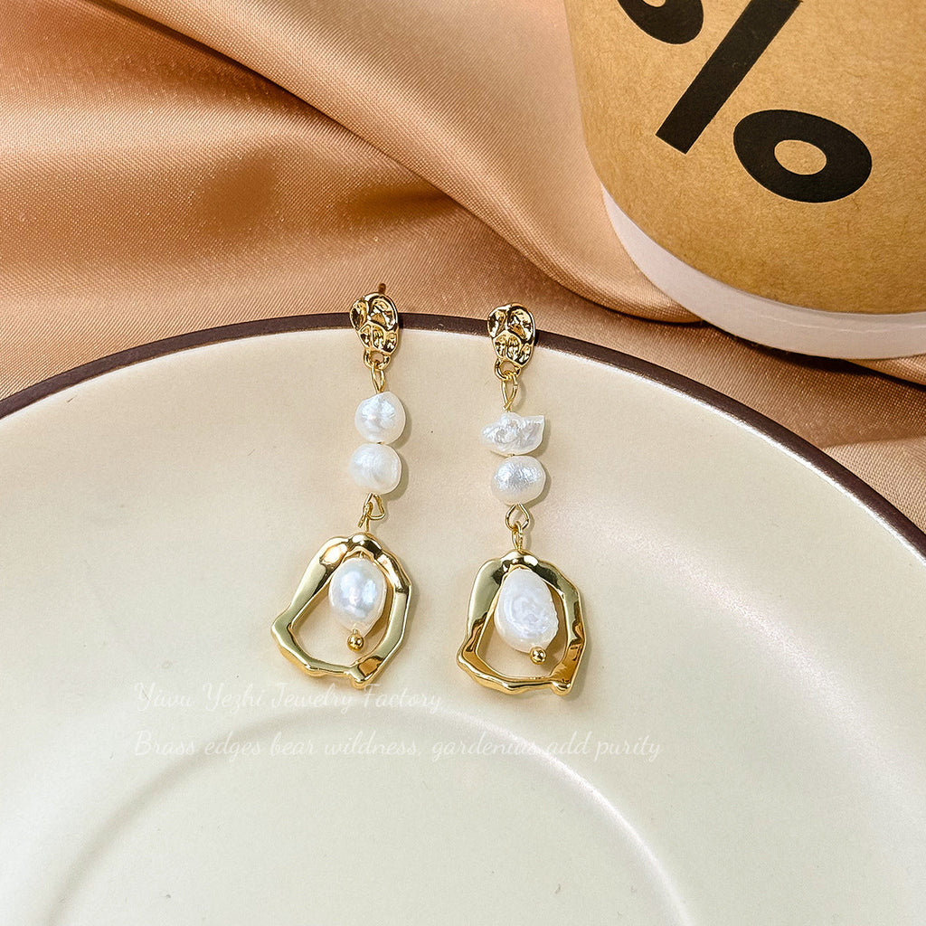 Natural Pearl Earrings, Feminine, High-End, European And American Accessible Luxury Long Earrings, 925 Silver Needle Retro Earrings Wholesale