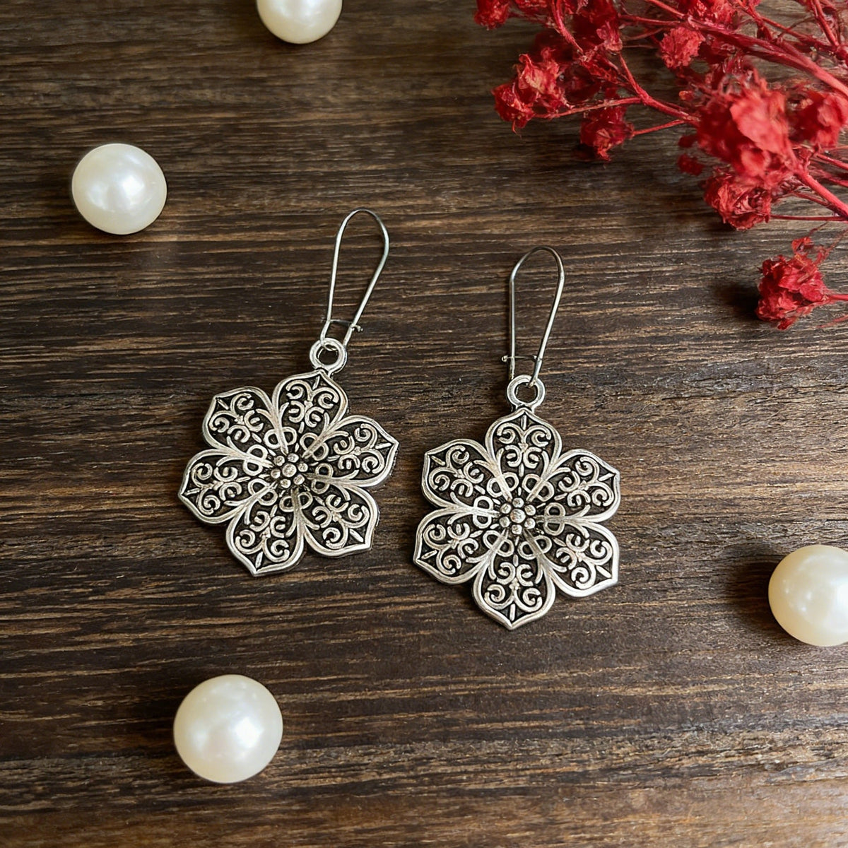 Retro Hollow Flower Earrings For Women