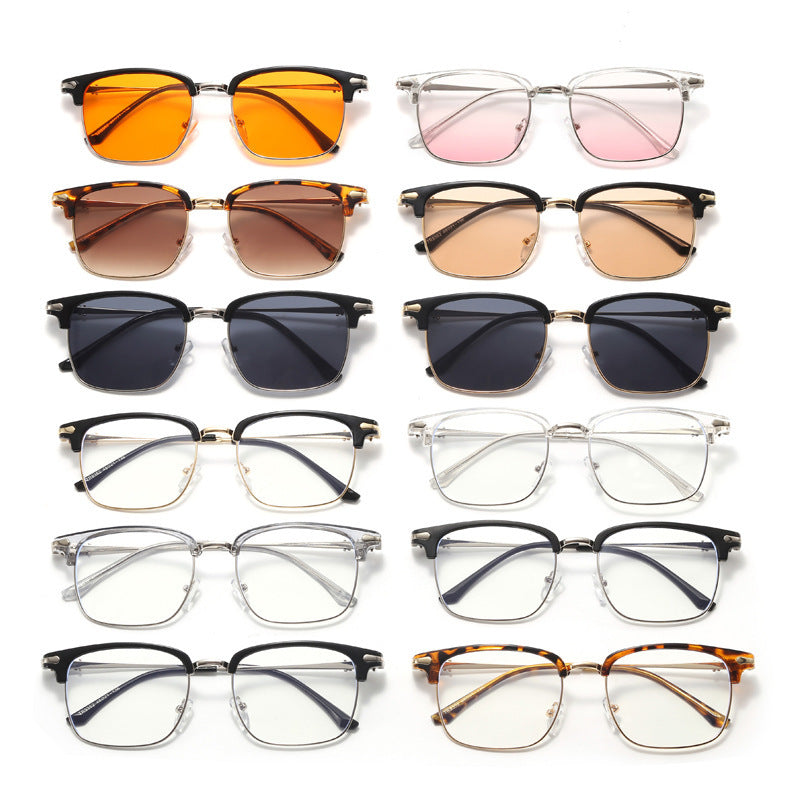 Men's Business Versatile Metal Frame Flat Lens
