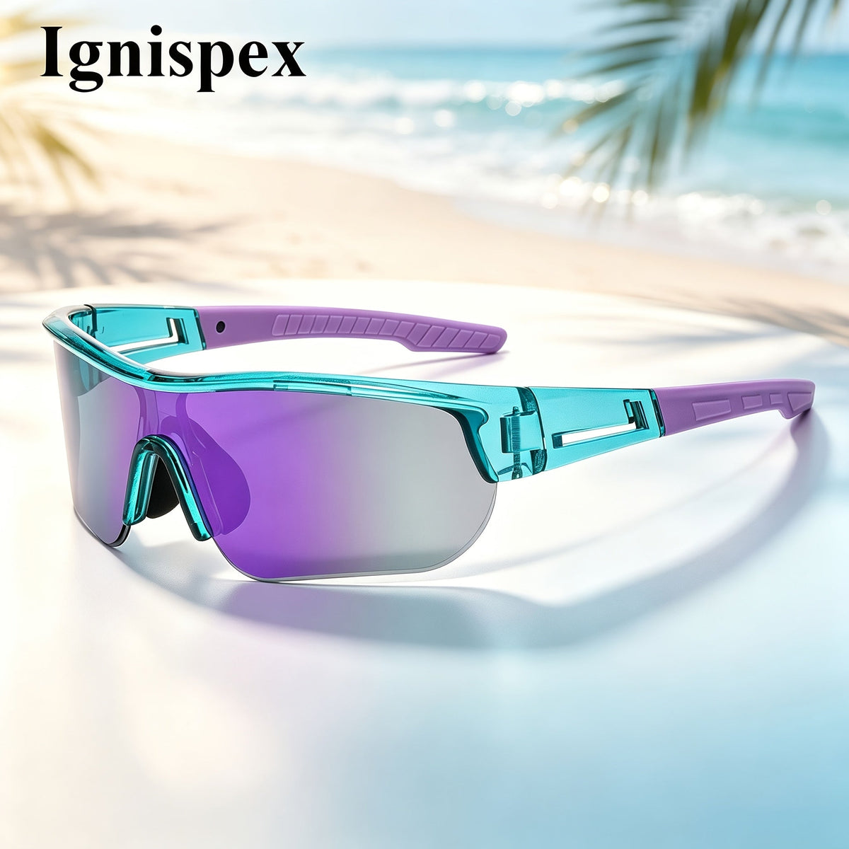 Wraparound Shield Sports Sunglasses, Colorful Mirrored Lens Eyewear, Lightweight Transparent Frame Suitable For Cycling, Running, Beach Travel And Daily Outdoor Activities.