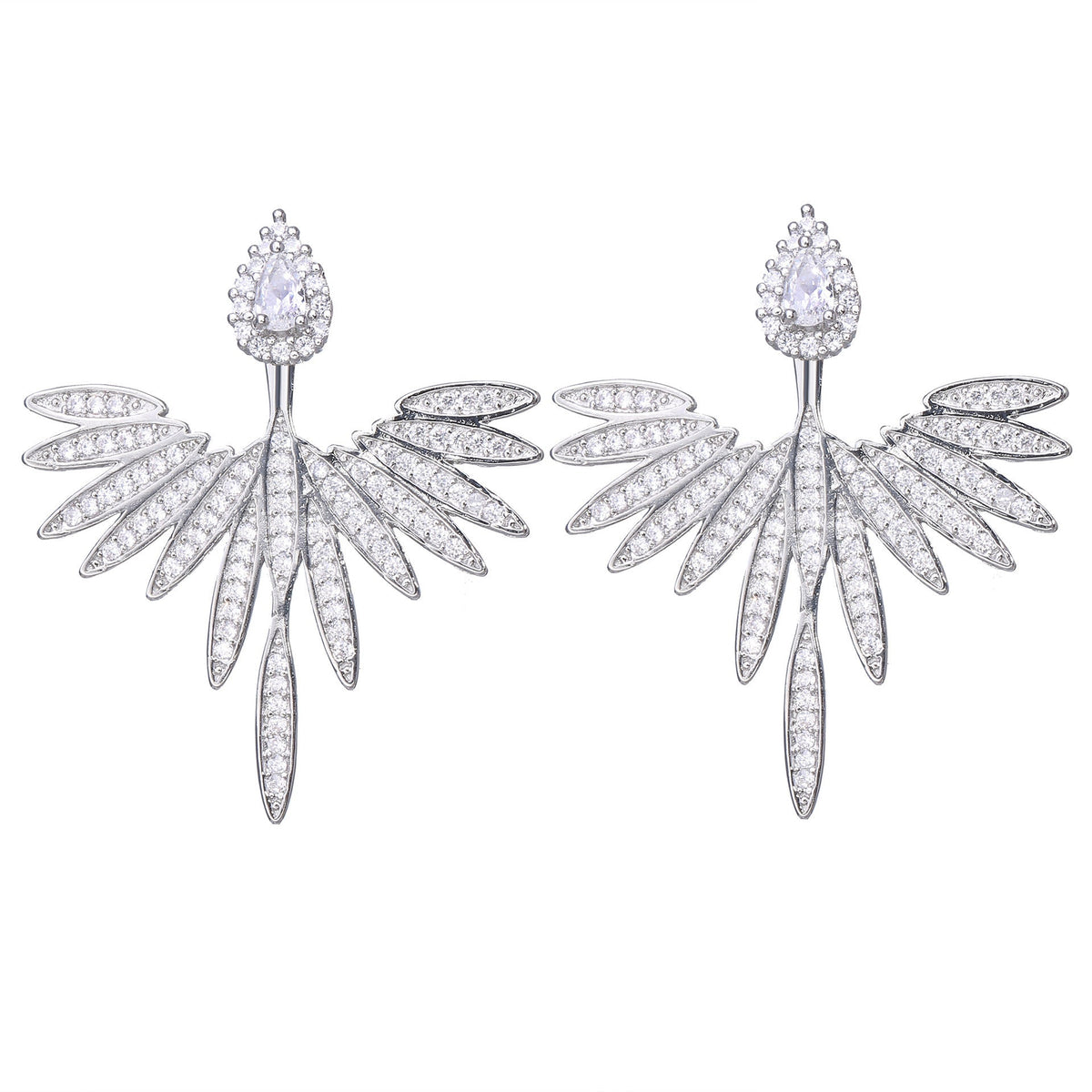 Diamond-encrusted Angel Wing Earrings