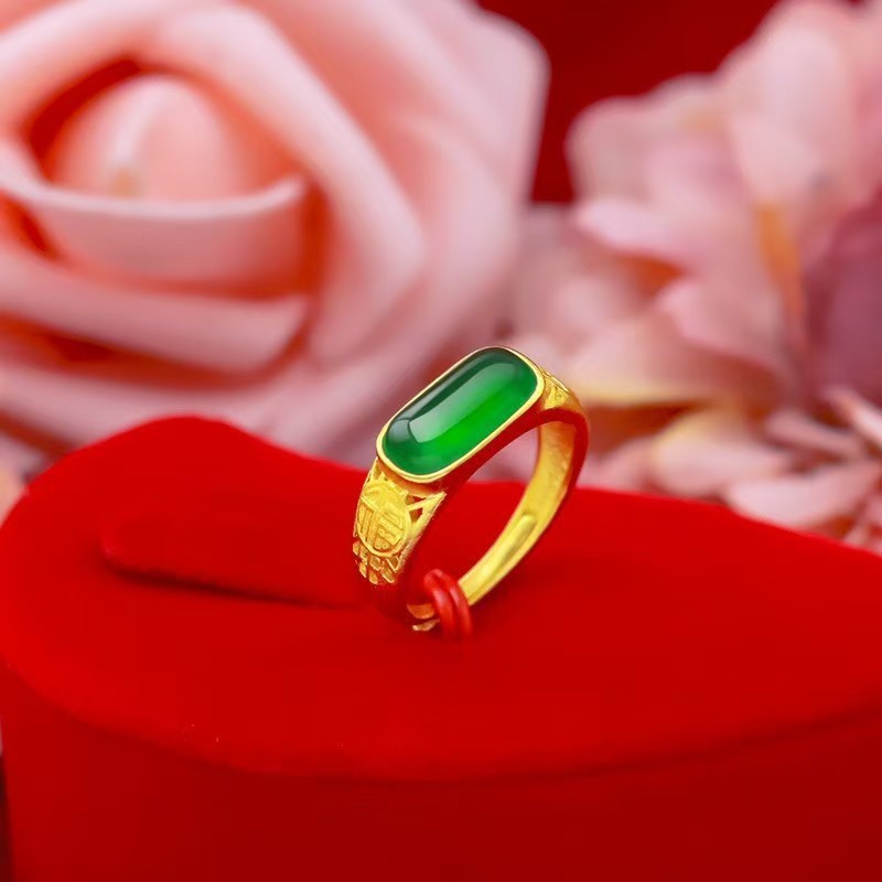Vietnamese Gold-Plated Rings With Pigeon Egg-Shaped Designs, Fortune And Prosperity Symbols, And Coin Inlays, Floral Designs, Factory Direct Supply, One-Piece Dropshipping