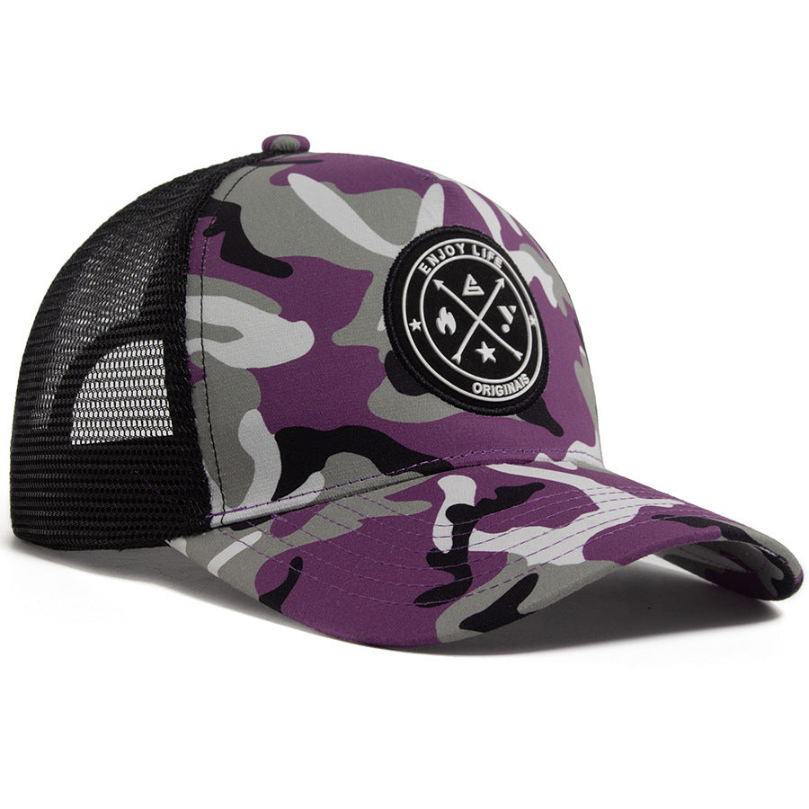Round-logo Colorful Camouflage Men's Mesh Baseball Cap