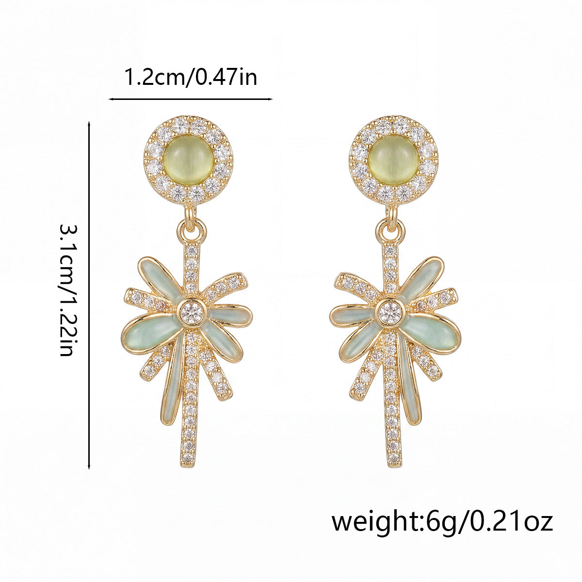 French Retro Zircon Water Drop Tassel Flower Earrings, Light Luxury And Stylish Fireworks Earrings For Women, High-End Earrings