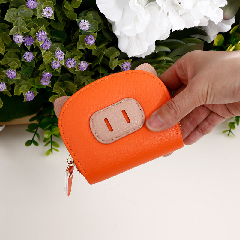 Anti-degaussing Card Holder Cartoon Organ Document Package Mini Pig Student Coin Purse