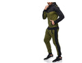 Men's 2-piece Hooded Black Color Block Casual Track Suit Set
