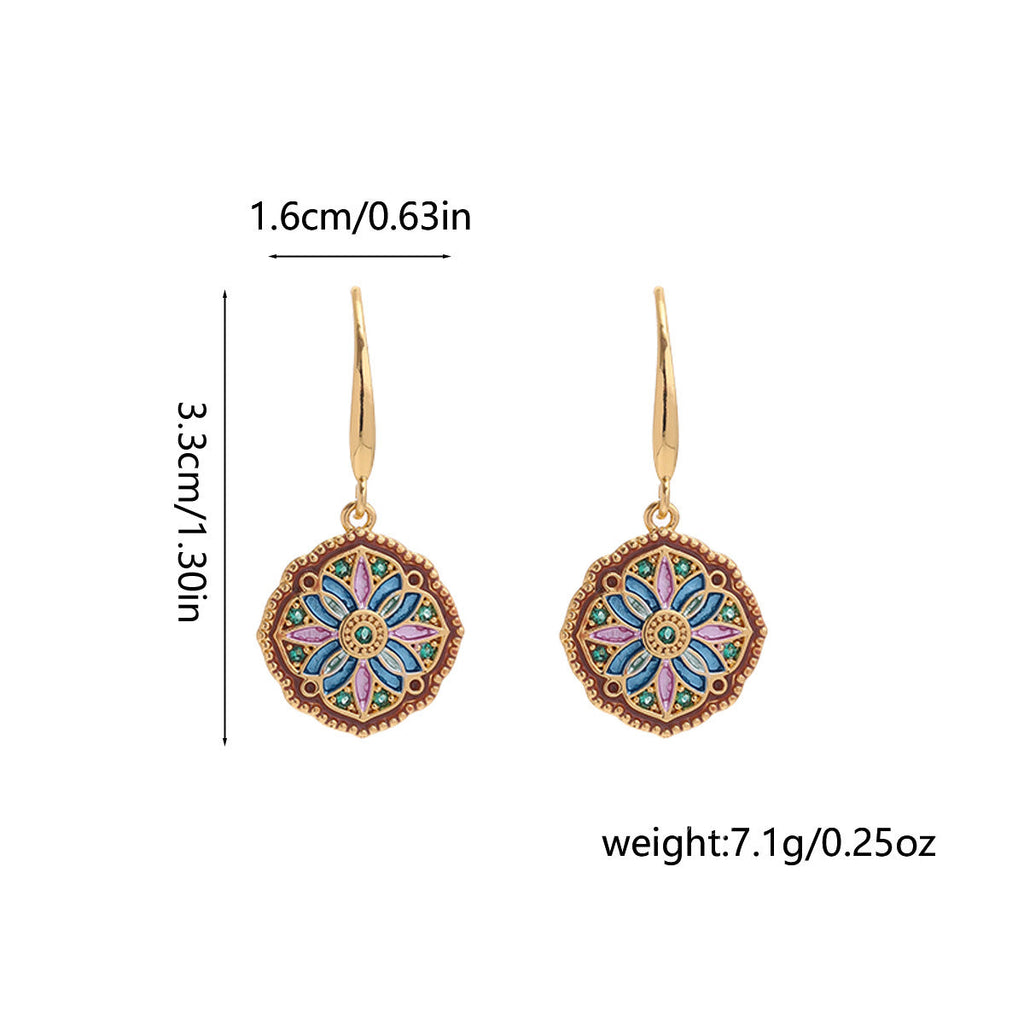 Popular Monet Garden Vintage-Style Earrings, High-End, Light Luxury, Fashionable And Elegant Earrings, Niche And Elegant Forest-Style Earrings